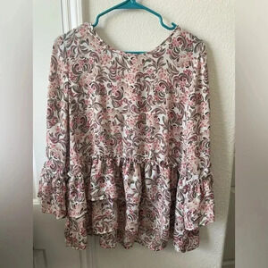 Flint and Moss women’s ruffled bell sleeve blouse size XL